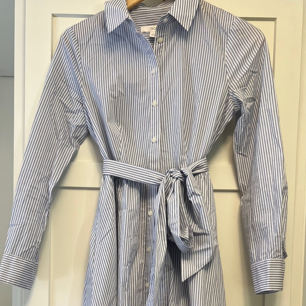 1901 Blue Striped Midi dress